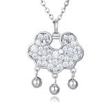 925 Sterling Silver Elegant Moissanite Butterfly Pendant Necklace With Dangling Spheres