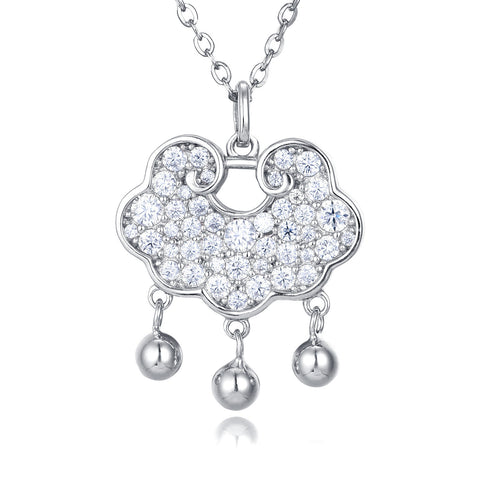 925 Sterling Silver Elegant Moissanite Butterfly Pendant Necklace With Dangling Spheres