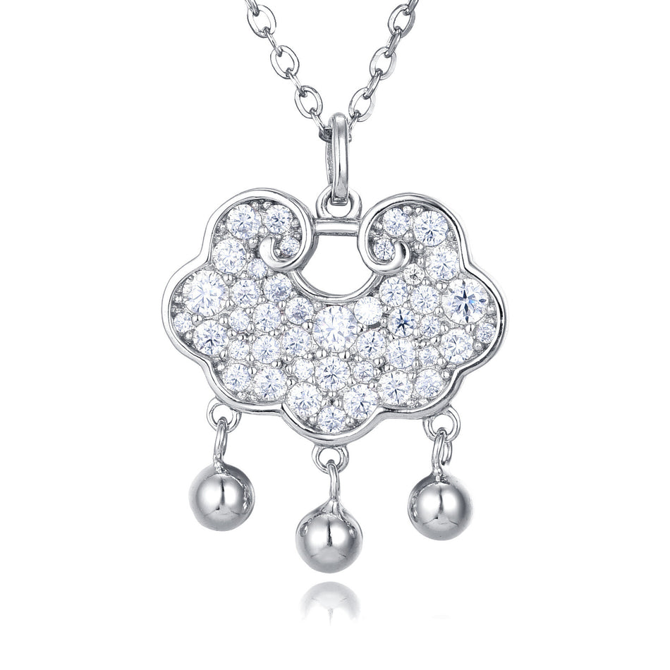 925 Sterling Silver Elegant Moissanite Butterfly Pendant Necklace With Dangling Spheres