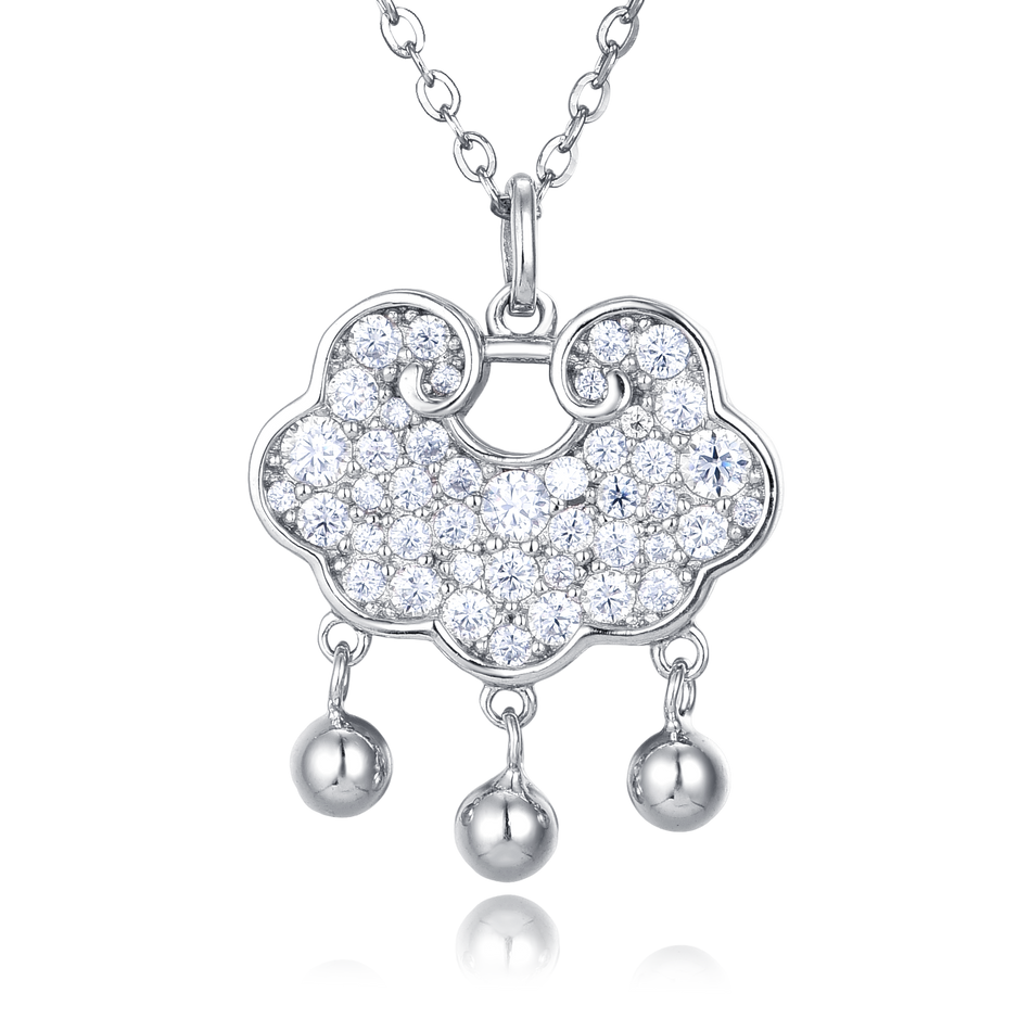 925 Sterling Silver Elegant Moissanite Butterfly Pendant Necklace With Dangling Spheres