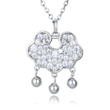 925 Sterling Silver Elegant Moissanite Butterfly Pendant Necklace With Dangling Spheres