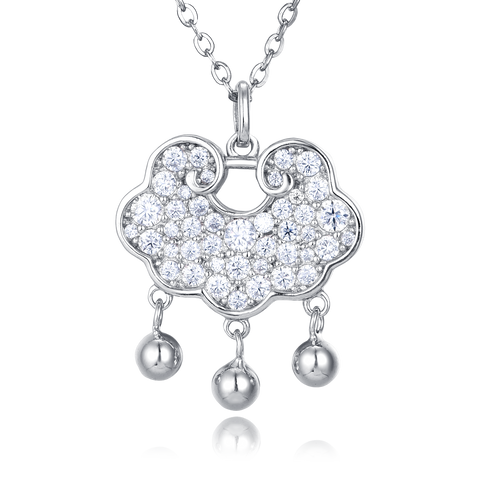 925 Sterling Silver Elegant Moissanite Butterfly Pendant Necklace With Dangling Spheres