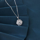 925 Sterling Silver Elegant Moissanite Cluster Pendant Necklace