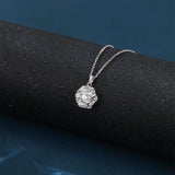 925 Sterling Silver Elegant Moissanite Cluster Pendant Necklace