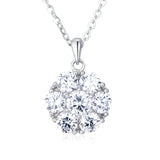 925 Sterling Silver Elegant Moissanite Cluster Pendant Necklace