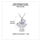 925 Sterling Silver Elegant Silver Pink Moissanite Fan-shaped Pendant Necklace With Sparkling Accents