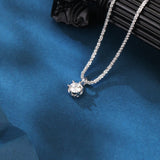 925 Sterling Silver Elegant Moissanite Solitaire Pendant Necklace: Timeless Elegance In Plated with White Gold