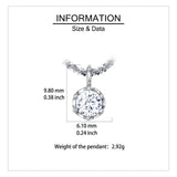 925 Sterling Silver Elegant Moissanite Solitaire Pendant Necklace: Timeless Elegance In Plated with White Gold