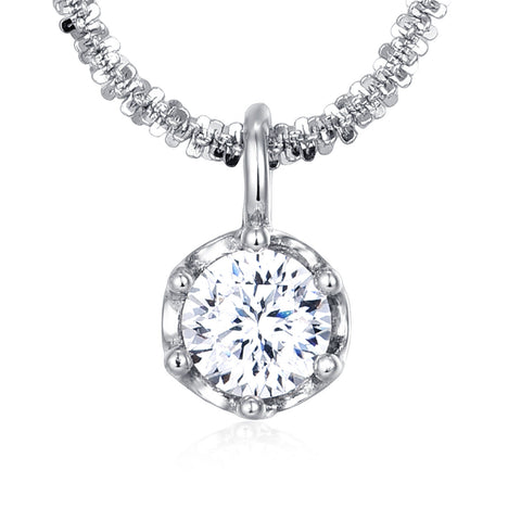 925 Sterling Silver Elegant Moissanite Solitaire Pendant Necklace: Timeless Elegance In Plated with White Gold