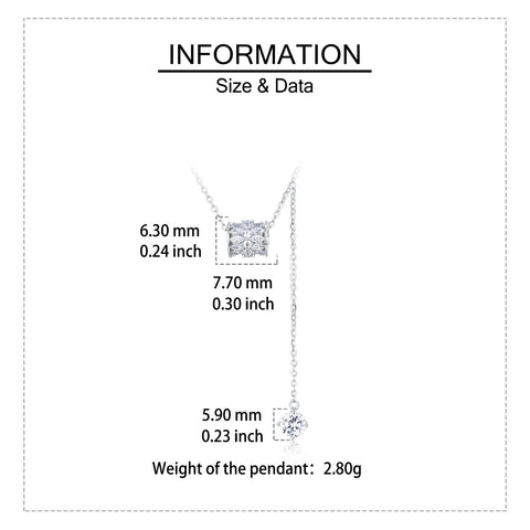 925 Sterling Silver **elegant Moissanite Square Pendant Necklace With Dangling Charms – Timeless Luxury Jewelry**
