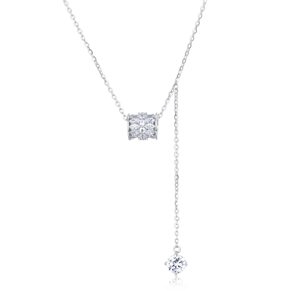 925 Sterling Silver **elegant Moissanite Square Pendant Necklace With Dangling Charms – Timeless Luxury Jewelry**