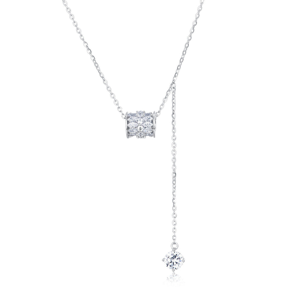 925 Sterling Silver **elegant Moissanite Square Pendant Necklace With Dangling Charms – Timeless Luxury Jewelry**