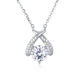 925 Sterling Silver Elegant Moissanite Pendant Necklace In Plated with White Gold – Timeless Luxury Jewelry