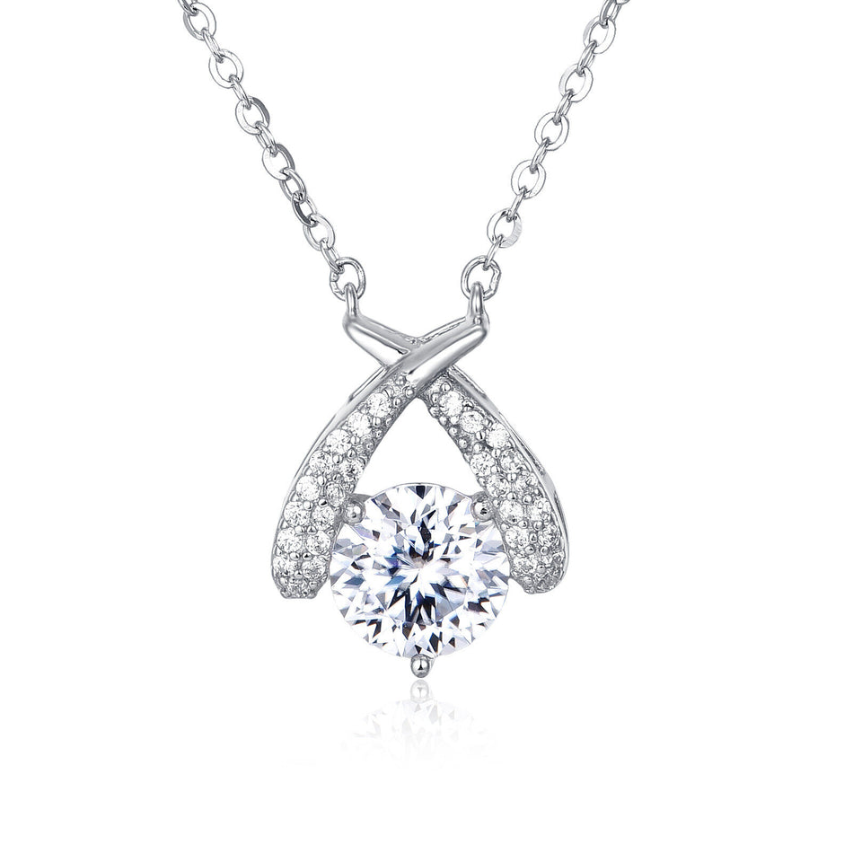 925 Sterling Silver Elegant Moissanite Pendant Necklace In Plated with White Gold – Timeless Luxury Jewelry