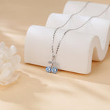925 Sterling Silver Cherry Blossom Blue Sapphire Sterling Silver Pendant Necklace