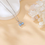 925 Sterling Silver Cherry Blossom Blue Sapphire Sterling Silver Pendant Necklace