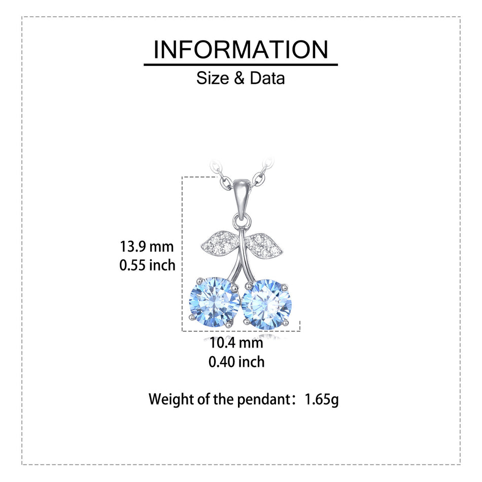 925 Sterling Silver Cherry Blossom Blue Sapphire Sterling Silver Pendant Necklace