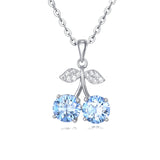 925 Sterling Silver Cherry Blossom Blue Sapphire Sterling Silver Pendant Necklace