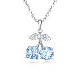 925 Sterling Silver Cherry Blossom Blue Sapphire Sterling Silver Pendant Necklace