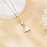 925 Sterling Silver Rose Gold Moissanite Pendant Necklace With Pearl Cone Charm