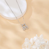 925 Sterling Silver Elegant Moissanite Teddy Bear Pendant Necklace With Sparkling Accents