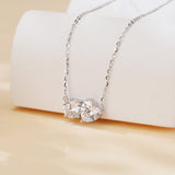 925 Sterling Silver Elegant Double Moissanite Pendant Necklace In Plated with White Gold