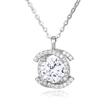 925 Sterling Silver Elegant Plated with White Gold Moissanite Necklace With Radiant Center Stone And Halo Setting