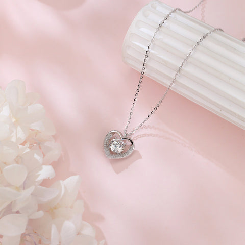 925 Sterling Silver Elegant Heart-shaped Moissanite Pendant Necklace With Silver Chain: Timeless Beauty For Any Occasion