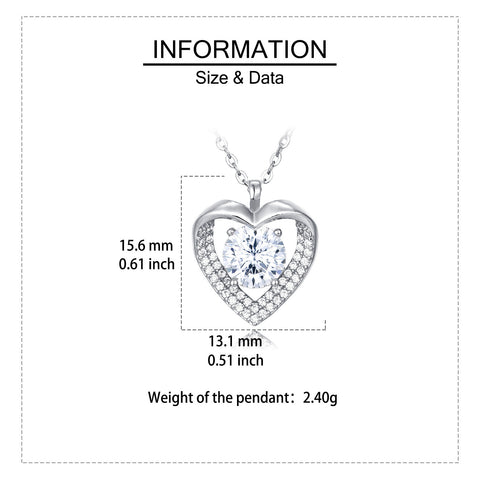 925 Sterling Silver Elegant Heart-shaped Moissanite Pendant Necklace With Silver Chain: Timeless Beauty For Any Occasion