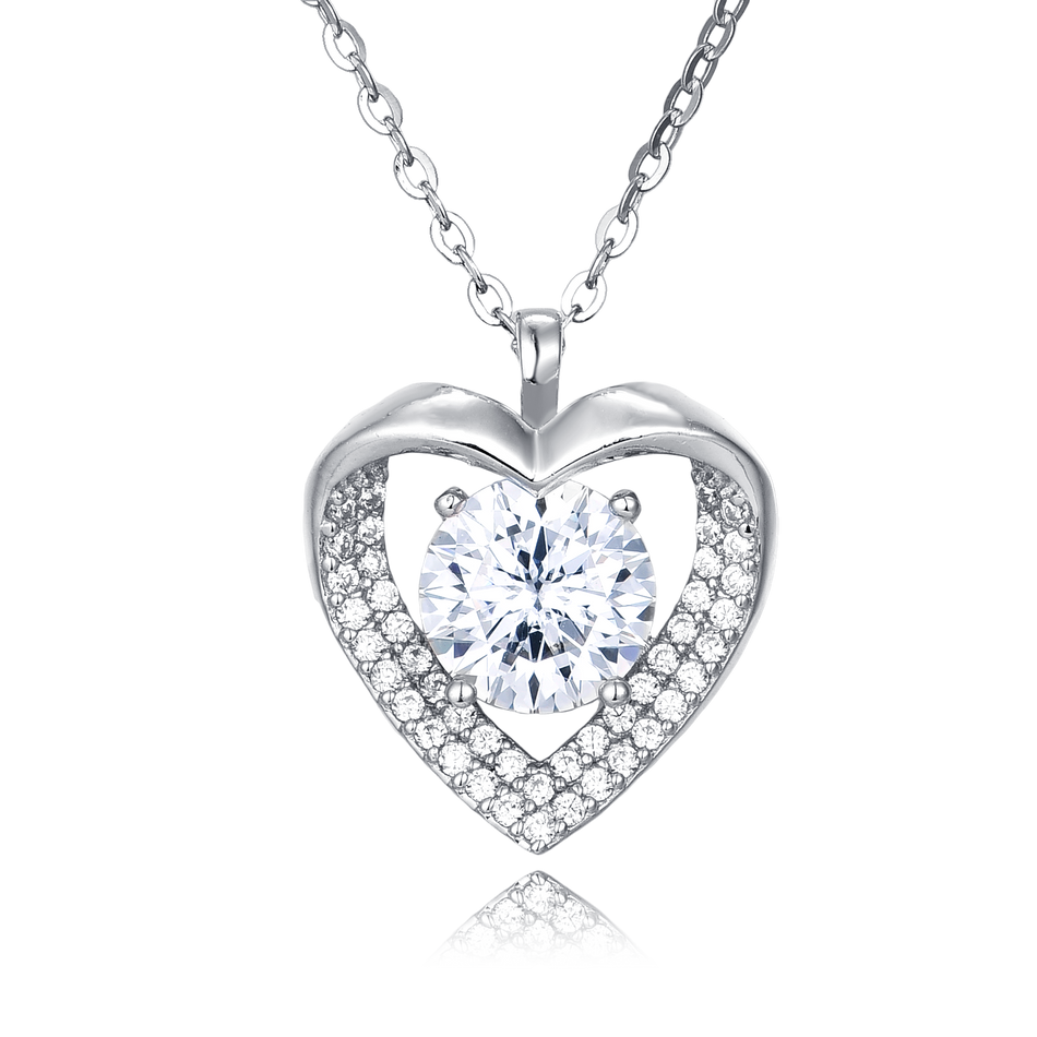 925 Sterling Silver Elegant Heart-shaped Moissanite Pendant Necklace With Silver Chain: Timeless Beauty For Any Occasion