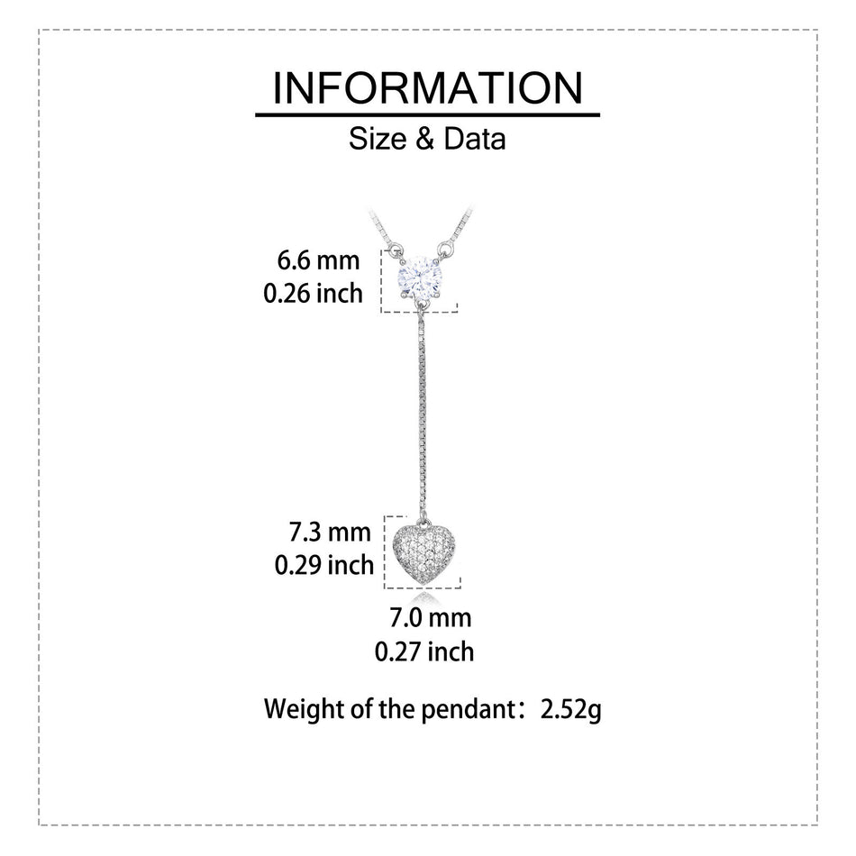 925 Sterling Silver Elegant Moissanite Heart Pendant Necklace: Timeless Luxury Jewelry Piece