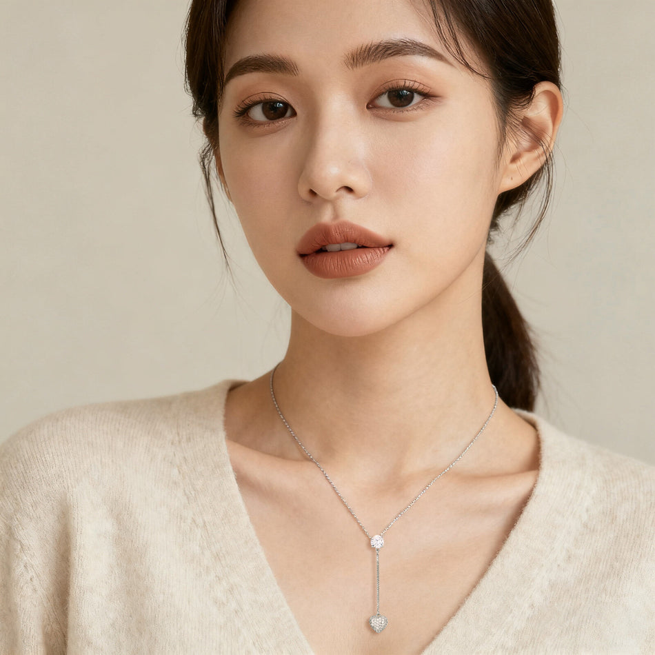 925 Sterling Silver Elegant Moissanite Heart Pendant Necklace: Timeless Luxury Jewelry Piece