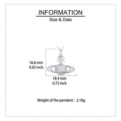 925 Sterling Silver Celestial Moissanite Planet Pendant Necklace