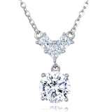 925 Sterling Silver Elegant  Moissanite Pendant Necklace With Round Drop Charm