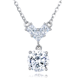 925 Sterling Silver Elegant  Moissanite Pendant Necklace With Round Drop Charm
