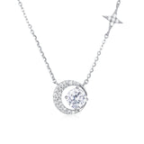 925 Sterling Silver Celestial Elegance Moon & Star Moissanite Necklace