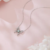 925 Sterling Silver Sparkling Butterfly Moissanite Pendant Necklace