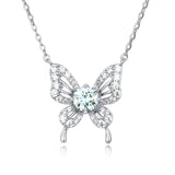 925 Sterling Silver Sparkling Butterfly Moissanite Pendant Necklace