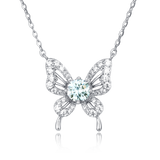 925 Sterling Silver Sparkling Butterfly Moissanite Pendant Necklace