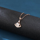 925 Sterling Silver Rose Plated With Gold Moissanite Fan Pendant Necklace: Timeless Elegance Meets Modern Design