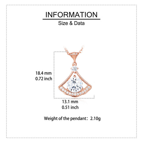 925 Sterling Silver Rose Plated With Gold Moissanite Fan Pendant Necklace: Timeless Elegance Meets Modern Design