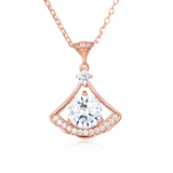 925 Sterling Silver Rose Plated With Gold Moissanite Fan Pendant Necklace: Timeless Elegance Meets Modern Design