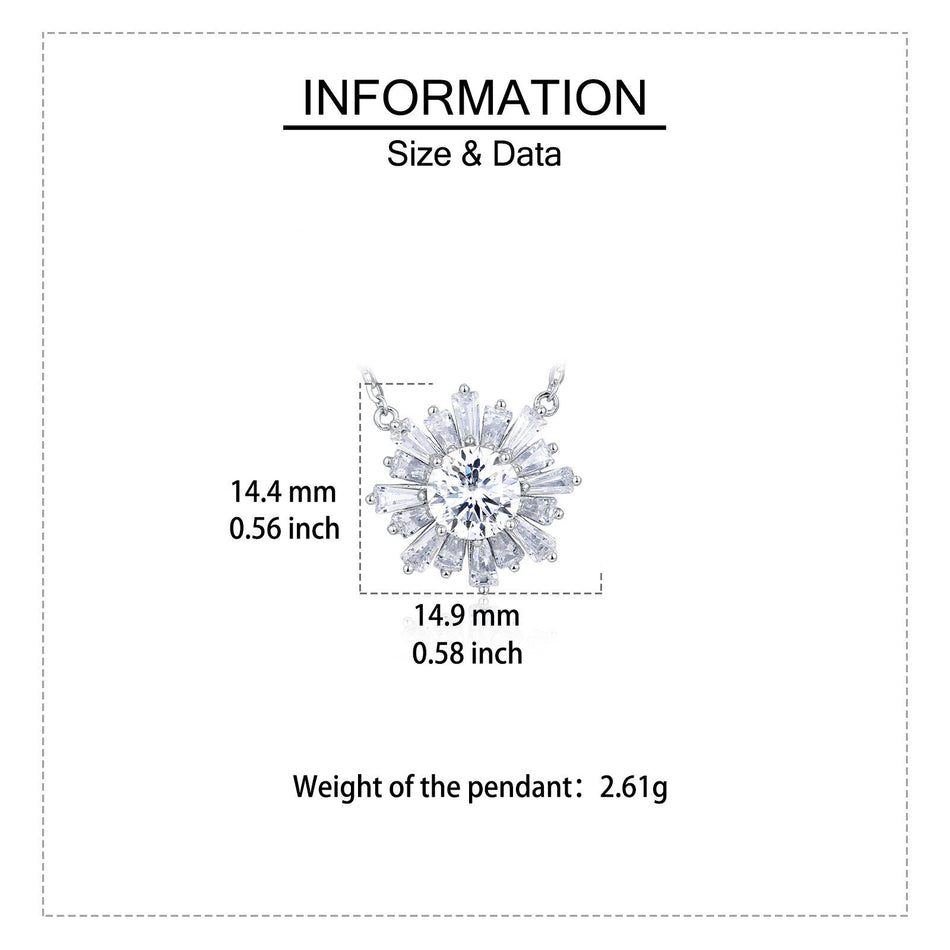 925 Sterling Silver Elegant Moissanite Sunburst Pendant Necklace | Luxury Jewelry Masterpiece
