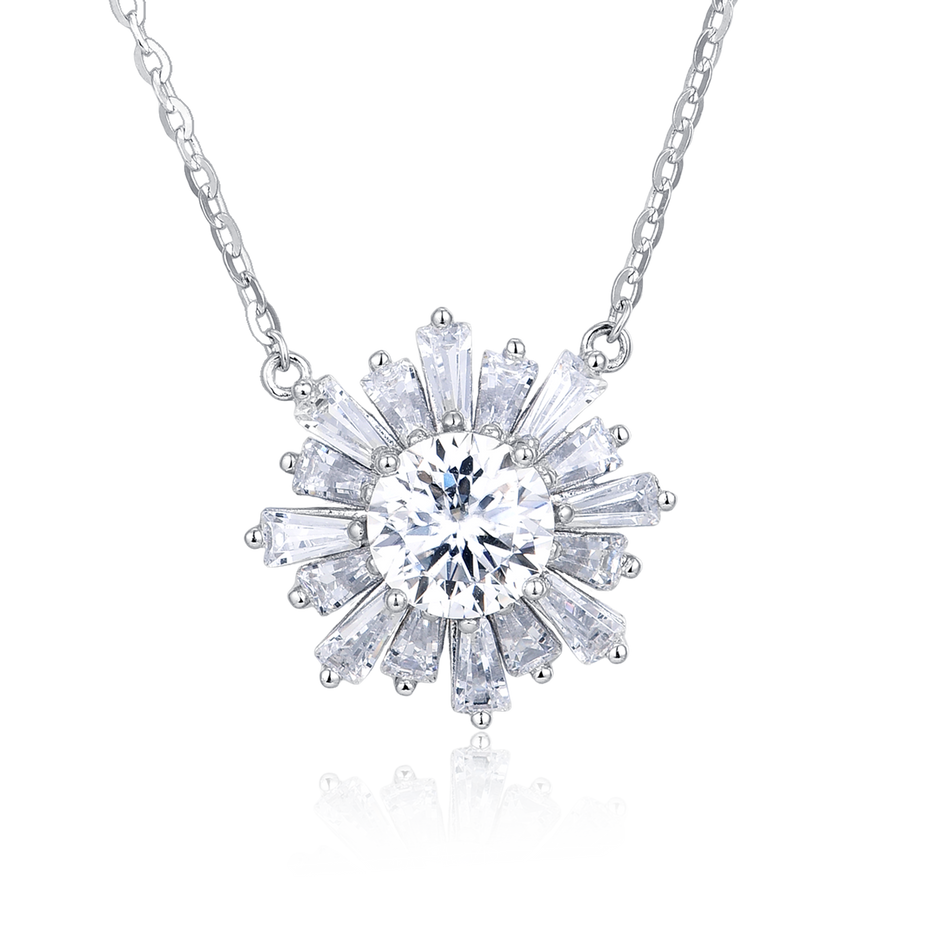 925 Sterling Silver Elegant Moissanite Sunburst Pendant Necklace | Luxury Jewelry Masterpiece