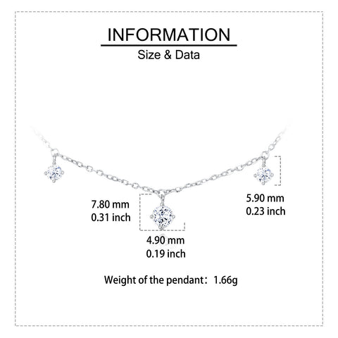 925 Sterling Silver Elegant Moissanite Necklace With Symmetric Pendant Design