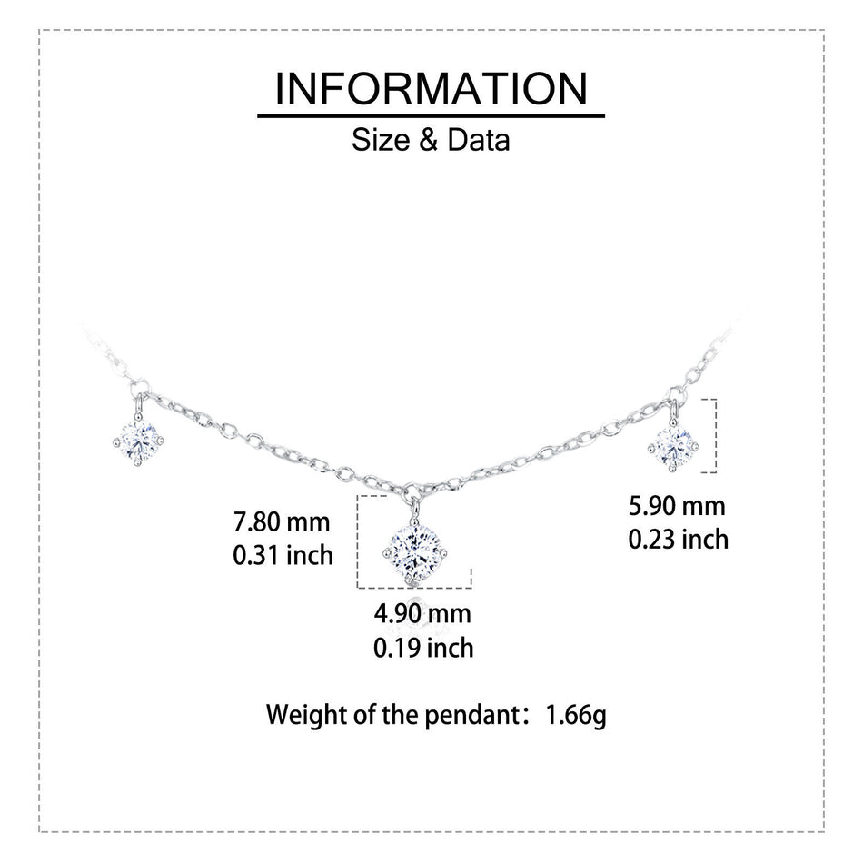 925 Sterling Silver Elegant Moissanite Necklace With Symmetric Pendant Design