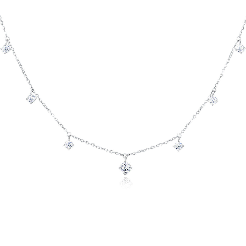 925 Sterling Silver Elegant Moissanite Necklace With Symmetric Pendant Design