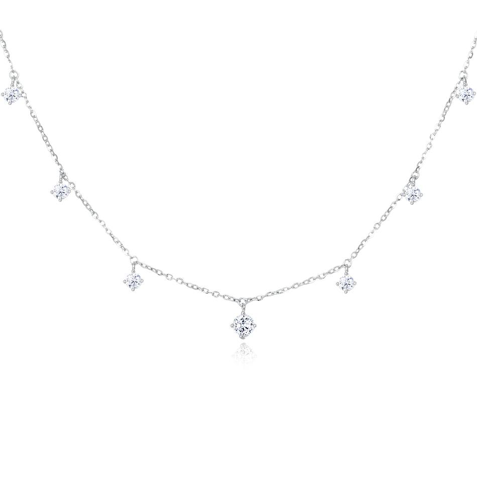 925 Sterling Silver Elegant Moissanite Necklace With Symmetric Pendant Design