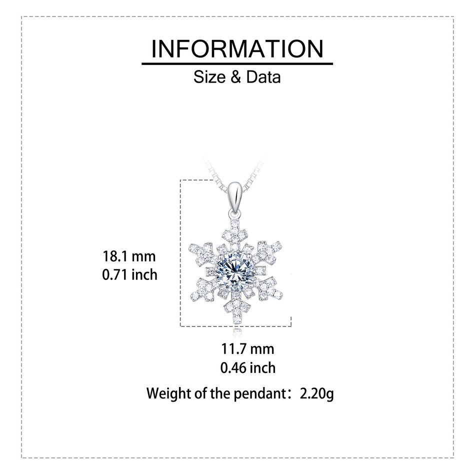 925 Sterling Silver Elegant Snowflake Moissanite Pendant Necklace In Sterling Silver