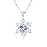 925 Sterling Silver Elegant Snowflake Moissanite Pendant Necklace In Sterling Silver